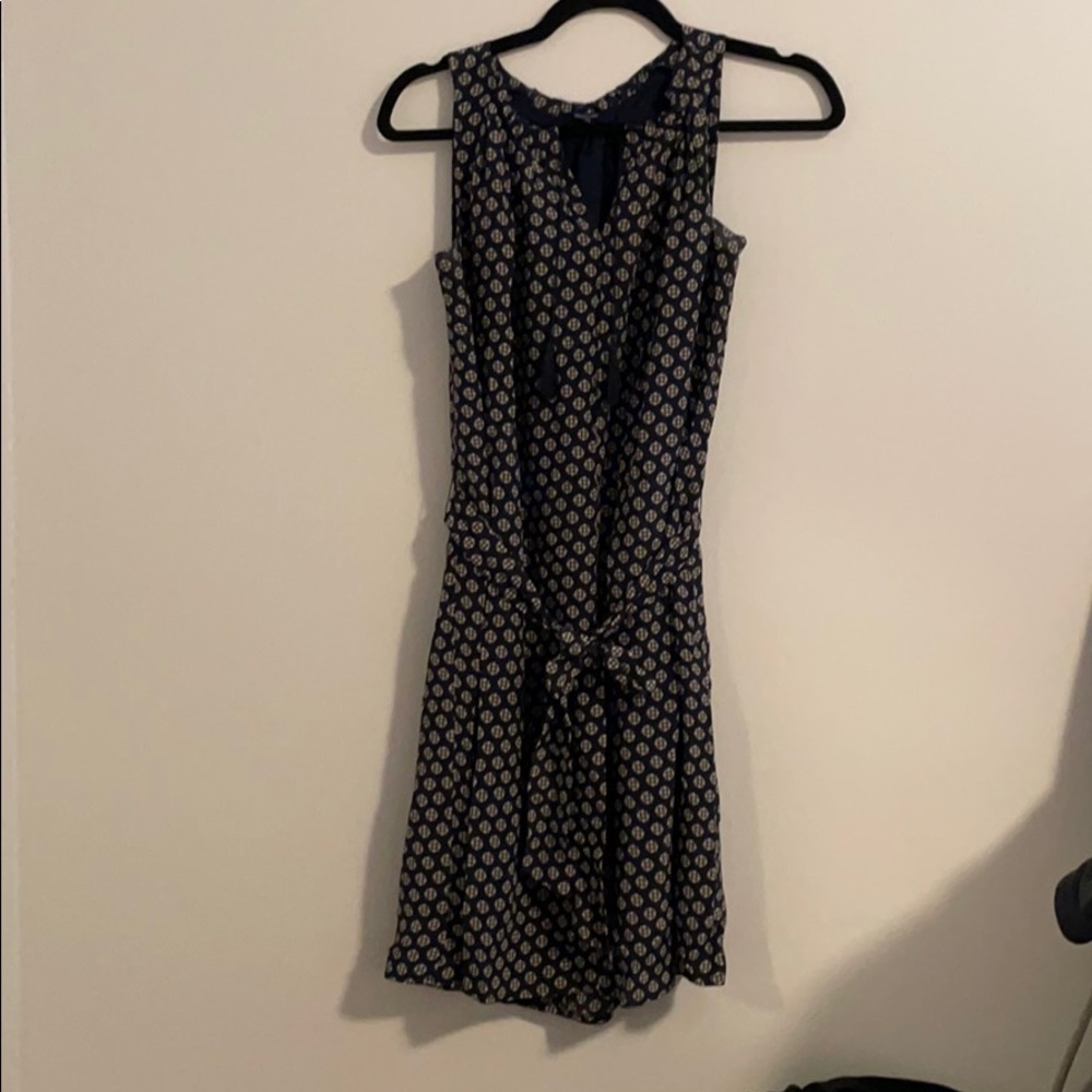 Madewell Blue Patterned Shift Dress With Belt